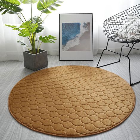 Tapis De Bain Ronde - Mousse Mémoire - Absorbant Eau - Antidérapant - 80 x 80 cm - Brun (1/4)