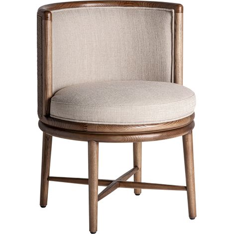 Chaise Vaire en bois de chêne style colonial - Chêne naturel avec assise beige (1/5)