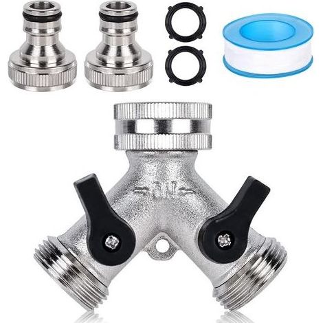 Doppelanschluss für Waschmaschine, 2-Wege-Y-Verteiler mit Anschlüssen, ideal zum Anschluss von zwei Geräten (1/4)