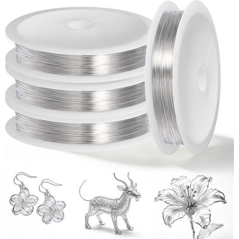 Dailygoods, 4 rollos alambre acero inoxidable 304: alambre plateado alambre flexible joyería 0,3 mm 200 m, alambre acero inoxidable fabricación (1/5)