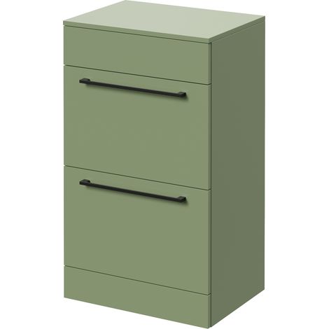 Napoli 390 Olive Green 500mm 2 Drawer Vanity Unit for Countertop Basins - 500mm - Matt Black 320mm Handle
