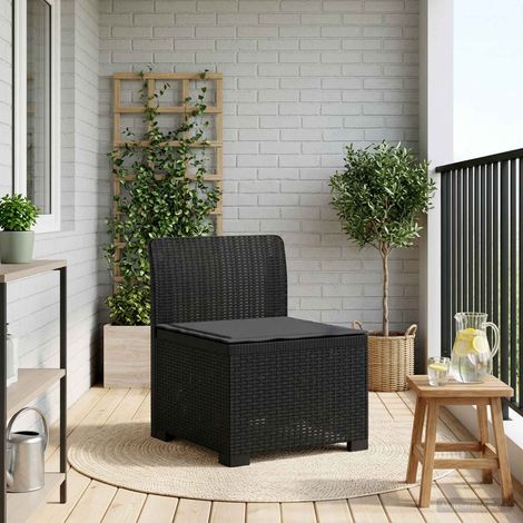 Canapé de Jardin 1 Place Aspect Rotin en PP Anthracite Fauteuil Extérieur avec Coussin - PANGIVO (1/5)