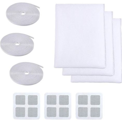 Window Mosquito Nets, Mosquito Net, 3 Pieces 150 cm x 200 cm Insect Protection for Window Mosquito Net for Window, Anti-Mosquito Protection Kit (Black)