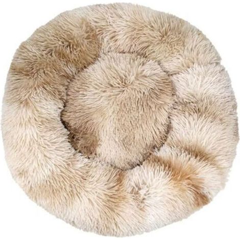 Lit pour Chat, Coussin Fluffy, Doux Lavable pour Chats Chiens (Tie-dye beige, 50 cm), Ensoleillé (1/4)
