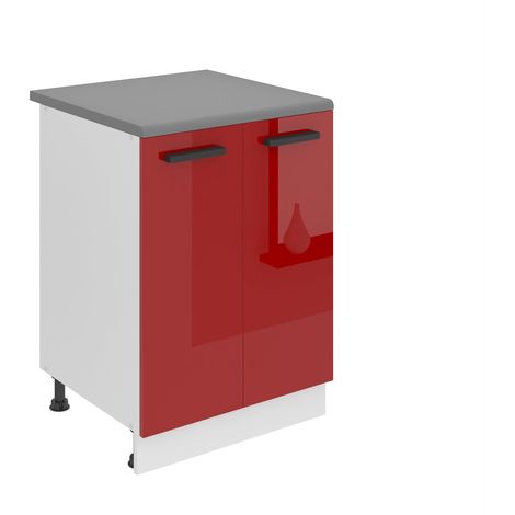 BELINI Meuble Cuisine Bas avec Plan de Travail SD23 I Meubles de Cuisine - Taille: 51,6 x 60 x 85 cm I Petit Meuble Cuisine - 2 Portes I Couleur : Rouge très Brillant (1/5)