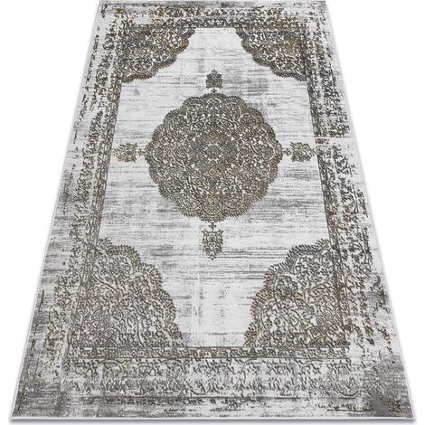 Carpet LIRA E1468 Rosette, structural, modern, glamour - grey / gold grey 80x150 cm