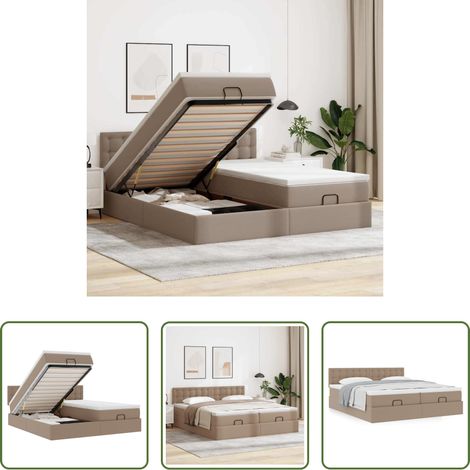Sommier hydraulique - Cadre de lit ottoman et matelas cappuccino 180x200cm similicuir (1/5)