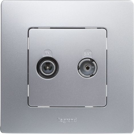 Enchufe TV Legrand 396487 en Color Aluminio. Enchufe o toma para televisión, radio, satélite terminal de la gama Niloé monoblock, mecanismo completo. (1/4)