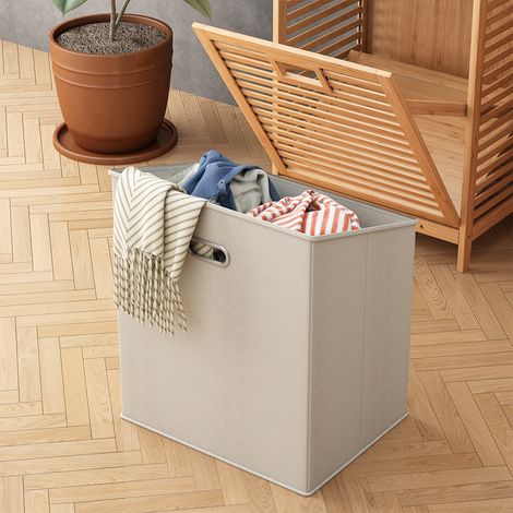Armario de baño Novaro, Bambú, 48.3 x 114 cm con cesto para la ropa, Vicco (1/5)