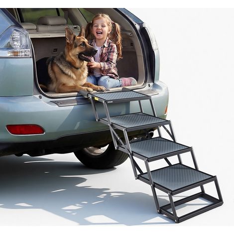 Escalier pliable 4 marches pour chien, accès voiture SUV lit haut, surface antidérapante, charge 181,44 kg (1/5)