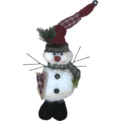 Rebecca Mobili Bonhomme De Neige Décoration Noël En Polyester Blanc 43x19x14