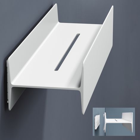 doporro Duschablage 40 cm, Stabiles Duschregal aus Aluminium-Magnesium-Legierung, Badezimmer Wandregal mit Schraubmontage, Optional Ohne Bohren (Kleber Nicht Enthalten), für Dusche & Bad, Matt Weiß