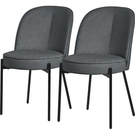 ML-Design Juego 2x Sillas de Comedor Antracita de Poliéster Tapizado con Patas de Metal Asiento Acolchado con Respaldo Semi-Redondo Diseño Atemporal Mueble Ergonómico para Cocina y Sala de Estar