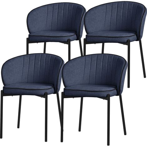 ML-Design 4x Poltrone da Sala Pranzo Blu Scuro, con Rivestimento in Tessuto, Design Moderno, Mobili con Schienale e Gambe in Metallo, Sedie Ergonomiche da Cucina, Poltroncine Imbottite per Soggiorno