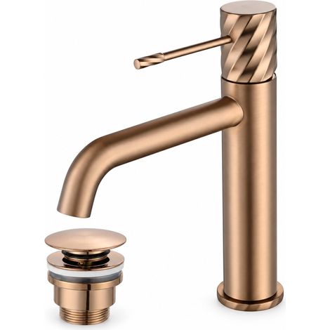 IMEX - Grifo de lavabo monomando Bless, Oro rosa cepillado (1/5)