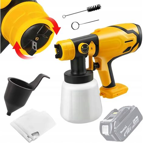 Rosfix Set ZT-13Z Farbspritzpistole – Kabellos mit Makita 18V Akkuaufnahme HVLP-Technologie, 800 ml Tank, Farbflussregelung Für Möbel, Wände, Zäune Lackierzubehör (1/5)