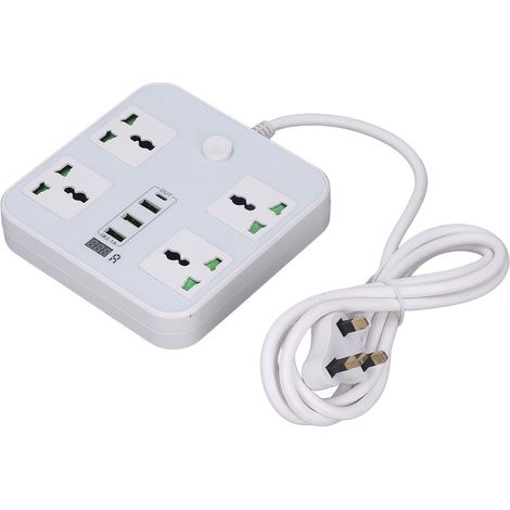 Bloc multiprise blanc haute puissance 3 ports USB protection enfant prise UK 110-250V (1/5)