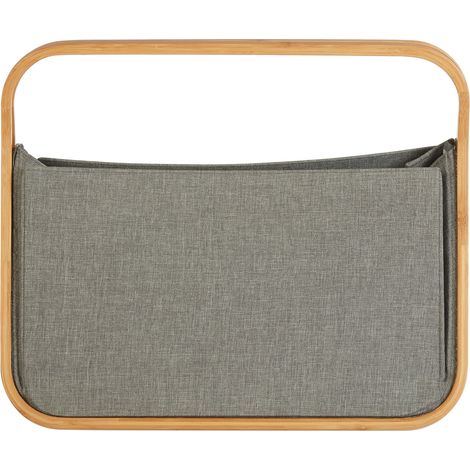 Premier Housewares Grey Wooden Handles Storage Basket/ Made Using Dull Finish Handle/ Laundry Basket/ Hamper Box/ Washing Baskets 34 x 45 x 54