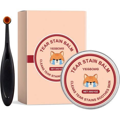 Soin lacrymal pour animaux, convient aux chats et aux chiens, hydrate et nettoie le contour des yeux, en douceur – 30 g + brosse (1/5)