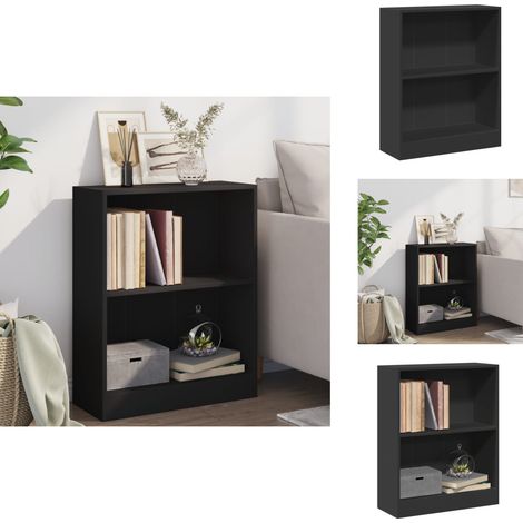 Bibliothèque Noir 60x24x76 cm Bois d'ingénierie - Bibliothèque Murale - Bibliothèque Rangement - Étagère Livres - Meuble Salle Séjour - Mobilier Compact (1/5)