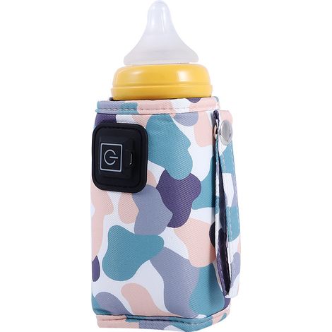 Chauffe-biberon USB portable, réglage 3 températures, design scratch, blanc camouflage, chauffe-lait nomade (1/5)