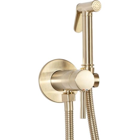 1 Robinet Bidet Encastré Laiton Or Brossé Mitigeur Eau Froide Chaude Douchette Main Salle De Bain (1/5)