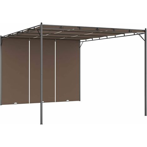 vidaXL Cenador de jardín con cortina lateral gris taupe 4x3x2,25 m (1/2)