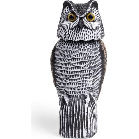Effaroucheur Oiseaux - 1 Pièce - Plastique Résistant UV - Tête Pivotante 360° - Jardin Balcon Verger - Grand Hibou Réaliste (1/5)