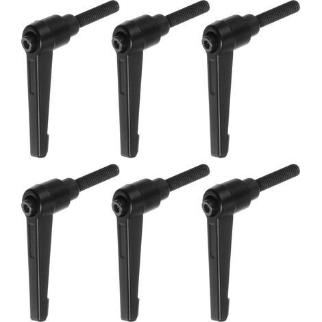 6pcs Réglable Serrage Levier Poignées M6 x 25mm Noir Goujon Boulon Boutons Rotatif, Homme Filetage Fileté, Vis Verrouillage Rapide, Libérer Cliquet Pousser Bouton Poignée (1/5)