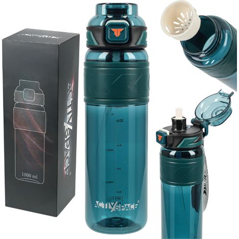 Gourde en Tritan 1000 ml avec gobelet doseur - verte