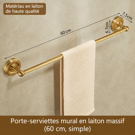 Porte-serviettes barre simple laiton rétro antique mural salle de bain WC 706 g – Livraison gratuite (1/5)