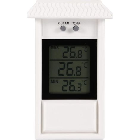 Thermomètre Hygromètre Électronique Mural Étanche Blanc Intérieur Extérieur Jardin (1/4)