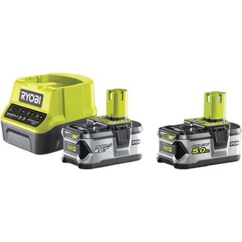 Pack RYOBI 18V One+ LithiumPlus - 1 batterie 4.0Ah - 1 chargeur rapide 2.0Ah RC18120-140 - 1 batterie 5.0Ah RB18L50