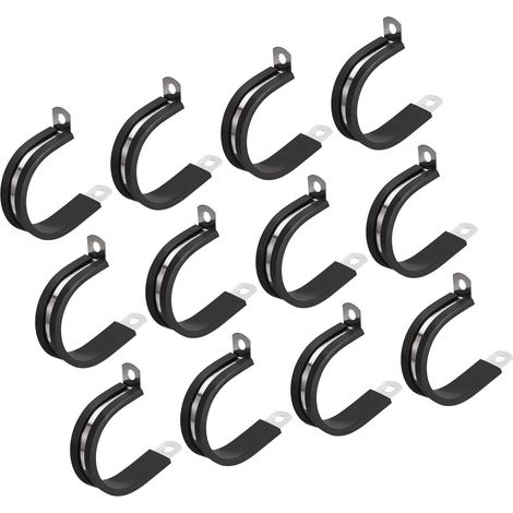 Lot de 12 colliers de serrage de câble de 38 mm, colliers de serrage isolés en caoutchouc en acier inoxydable 304 en forme de R pour tuyau métallique (1/5)