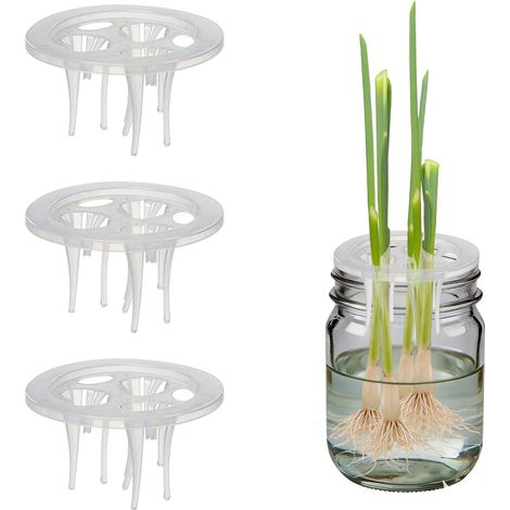 4 pièces Jardinière hydroponique pour oignons Panier de Plantation à 3 Trous pour Jardins de Rebord de fenêtre, hydroponique et Propagation 105 x 56 mm (1/5)