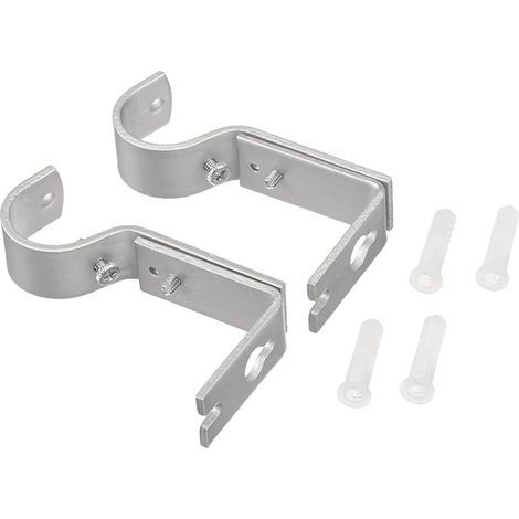 Adjustable wall bracket for curtain rod, Set of 2, Nickel (1/5)