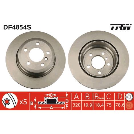 DISQUE DE FREIN ARRIÈRE DF4854S TRW