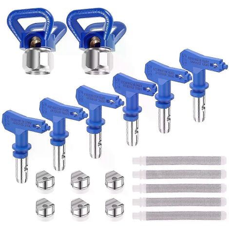 Embouts de pulvérisation compatibles avec les pistolets à peinture sans air (lot de 6) : embouts réversibles et 2 porte-buses inclus. (1/5)