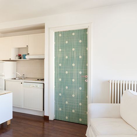 Sticker Porte Déco Pois Blancs sur Fond Vert WSH, 204x83cm - Décoration Intérieure pour Portes et Murs (1/4)