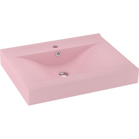 Lavabo con foro per rubinetto lavabo da appoggio lavabo da bagno e cucina uso interno 60 x 46 cm ceramica rosa opaca 020002763