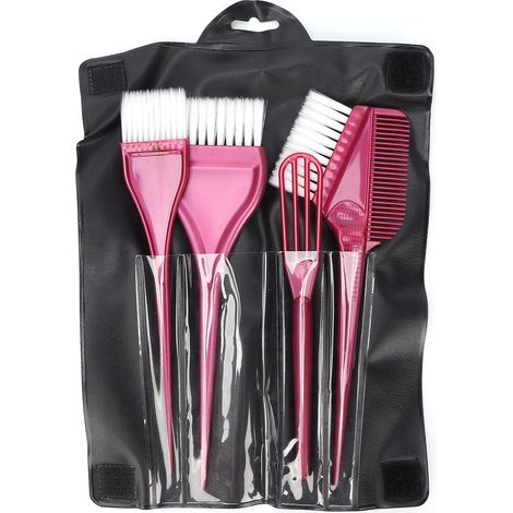 Kit de pinceaux à coloration capillaire professionnel, applicateur teinture cheveux avec sac de rangement, bordeaux (1/5)