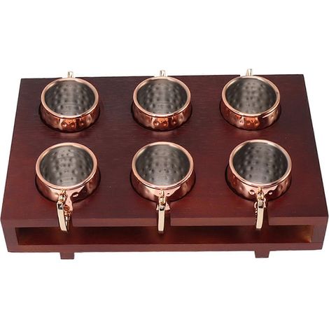 Ensemble de 6 tasses Moscow Mule de 6 cl avec support - Tasses à cocktail martelées élégantes pour bars et restaurants (1/5)