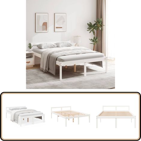 Lit pour personne âgée sans matelas 120x200 cm bois pin massif - Lit Senior - Lit Pour Personnes Âgées - Lit Haut - Lit Plateforme - Lit Bois