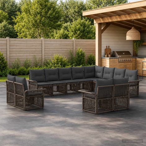 Set Divano da Giardino 12 pcs Grigio e Grigio Scuro polyrattan vidaXL (1/5)