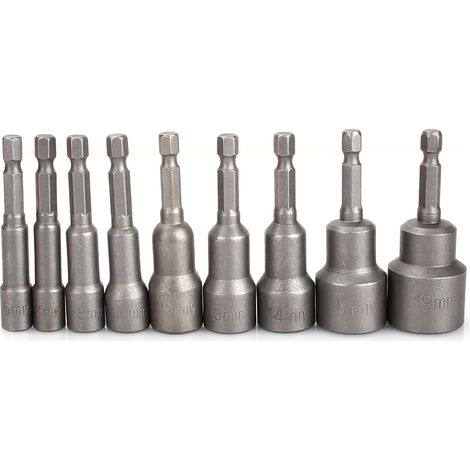 Jeu de douilles magnétiques 1/4" et 1/2" pour clé à choc, adaptateur professionnel pour atelier et bricolage. (1/5)