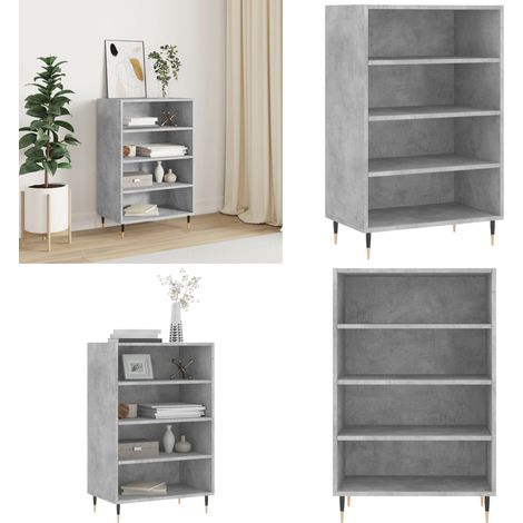 Buffet haut gris béton 57x35x90 cm bois d'ingénierie - Buffet Design Moderne - Meuble Rangement Cuisine - Armoire Ouverte - Étagère Murale - Mobilier Salon - Home & Living (1/5)
