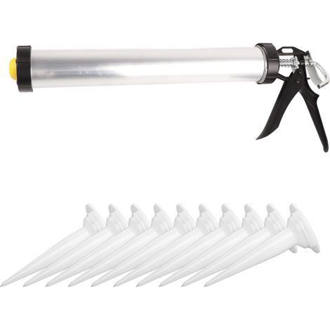 Silikon-Kartuschenpistole mit Aluminiumrohr (1 Stück), 600 ml Fassungsvermögen, inklusive 10 Düsen. (1/5)