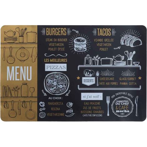 Set de Table Imprimé "Brasserie" 28x43cm Or (1/3)