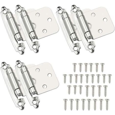 Set di 6 cerniere per porte a chiusura automatica, in acciaio laminato a freddo, con molla e ammortizzatori, ideali per ante di armadi, scarpiere, librerie e cantine. (1/4)