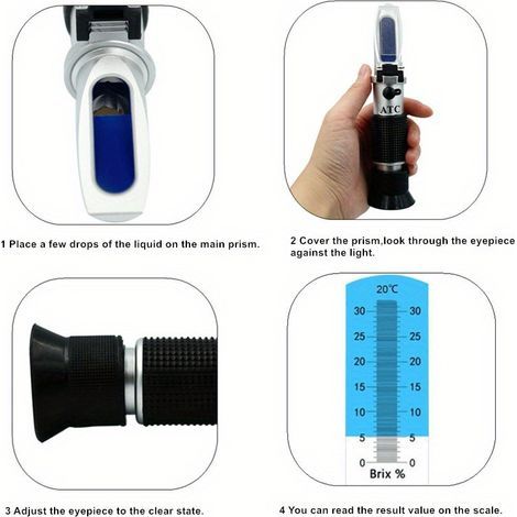 Réfractomètre pour miel, 10-32% eau, miel 58-90% Brix, sucre Baume pour l'apiculture, le miel, le lait concentré, le sirop de sucre, la confiture de fruits, Hamh Optics&Tools